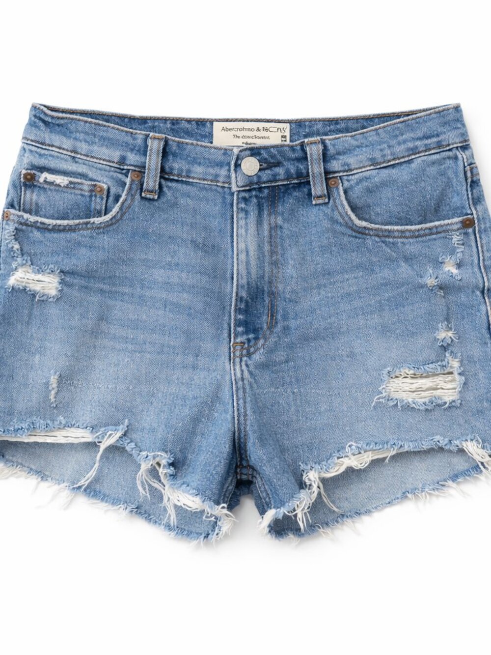 Abercrombie Mom Shorts High Rise Distressed Denim Size 32/14